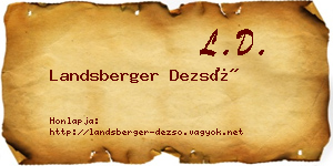 Landsberger Dezső névjegykártya